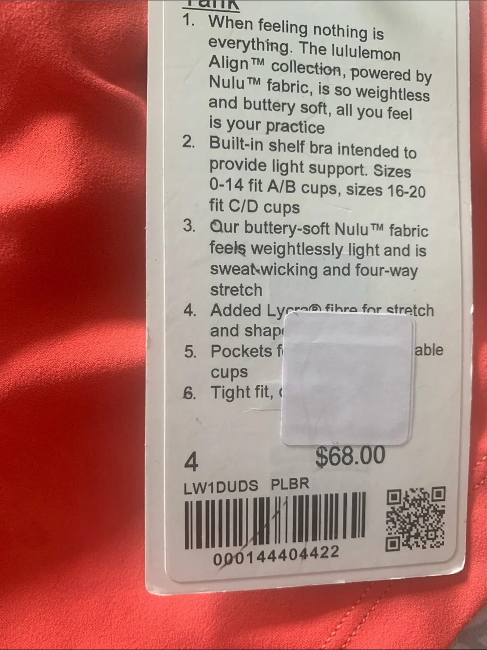 NWT Lululemon align tank Size 4